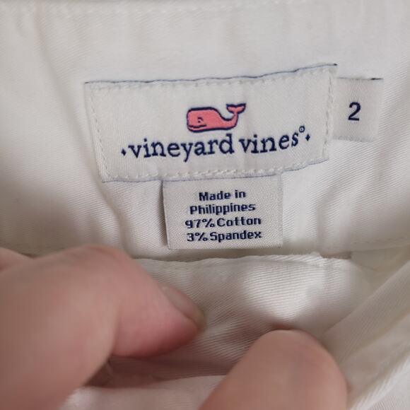 Vineyard Vines white cuffed cotton shorts Size 2 preppy resort clean girl - Picture 3 of 7